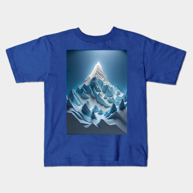 Super Minimalistic Paper quill Carving of cool ethereal Mount Everest with only shades of blue ! Kids T-Shirt by UmagineArts